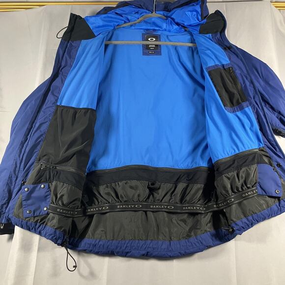 Oakley Jacket Mens Medium Blue Performance Fit Hooded Down Insulated Winter FA18 - Picture 2 of 16